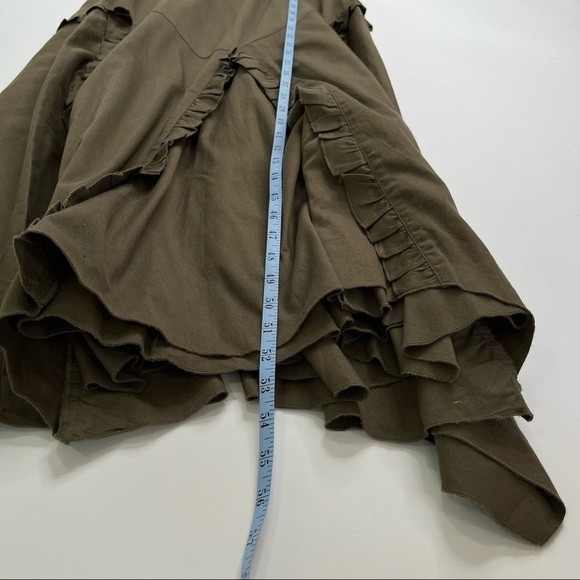 Together Lagenlook Boho Hippie Olive Green Metal Sequin Distressed Ruffled Dress - Picture 13 of 13